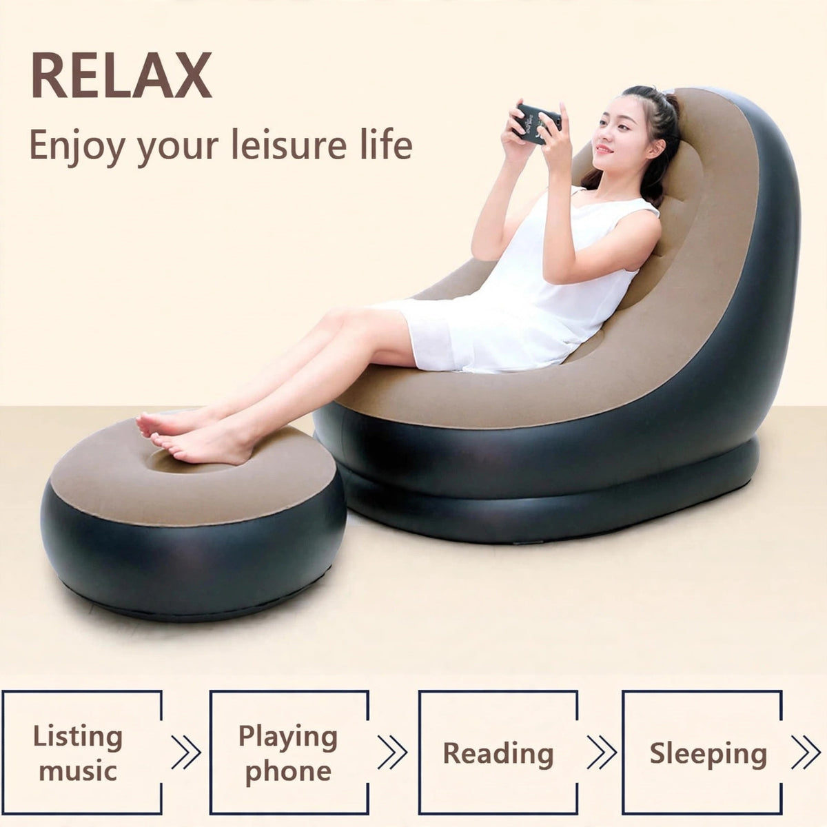 Inflatable Leisure Sofa Chair and Footstool