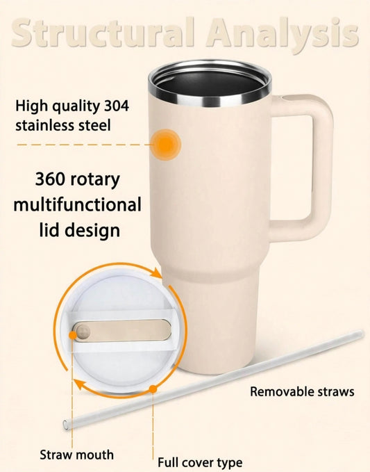 1200ML Stainless Steel Tumbler With Straw (Multicolour