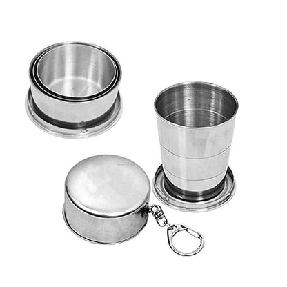 Folding stainless steel travel mug
