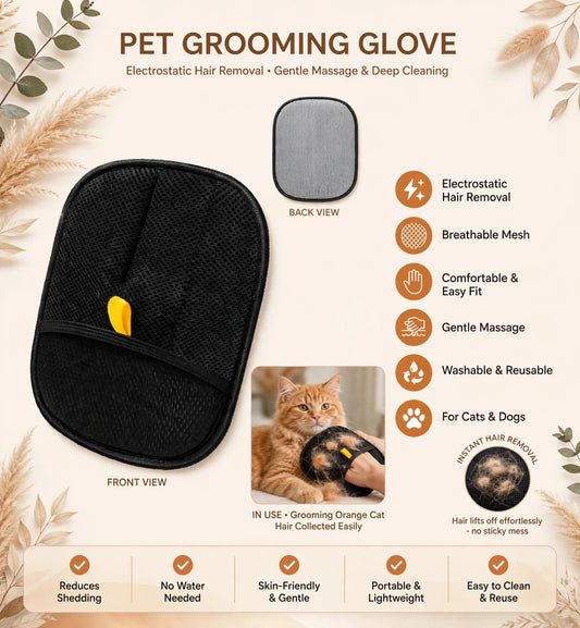 Pet hair removing glove