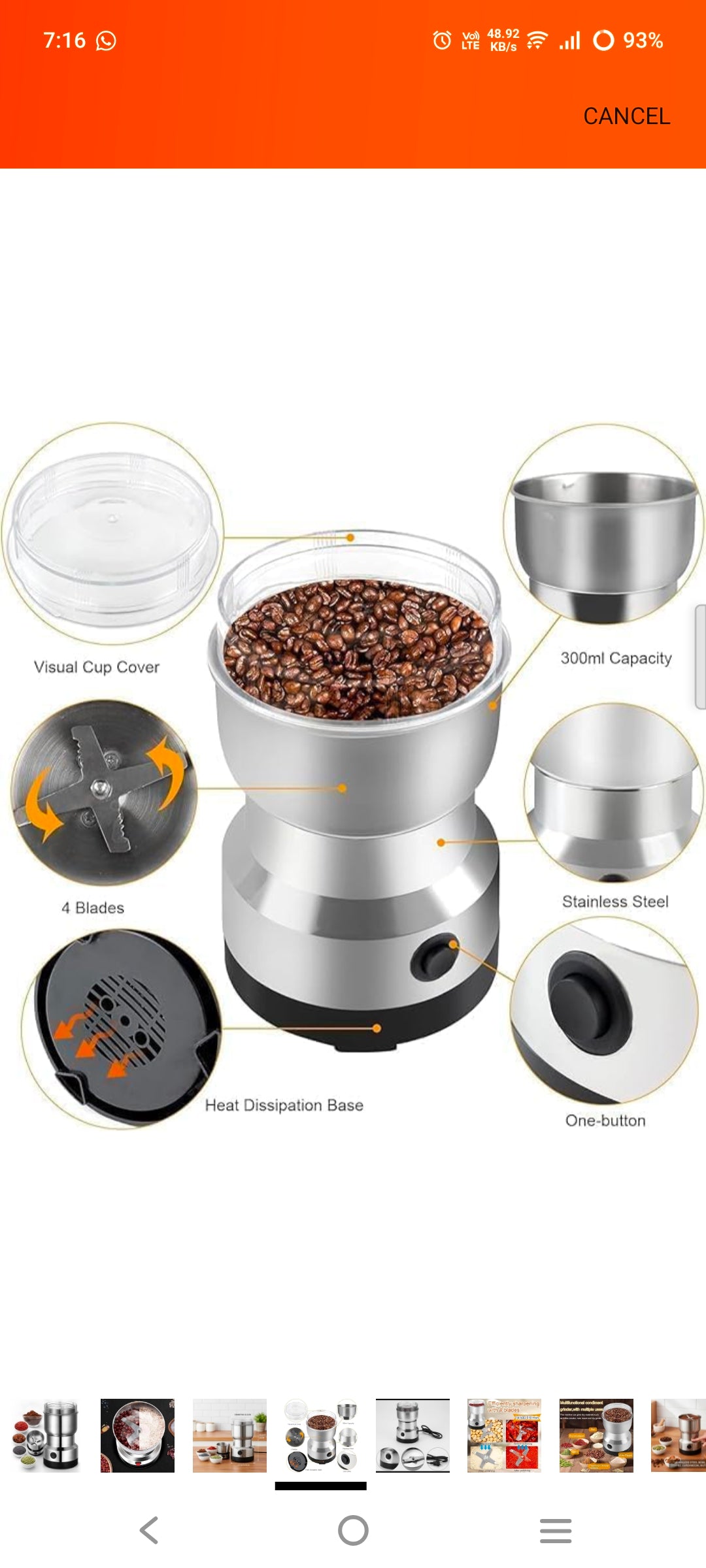 Mini electric grinder
