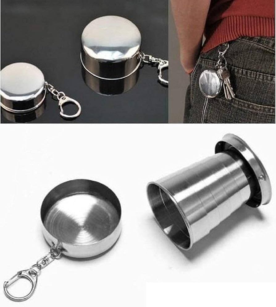 Folding stainless steel travel mug