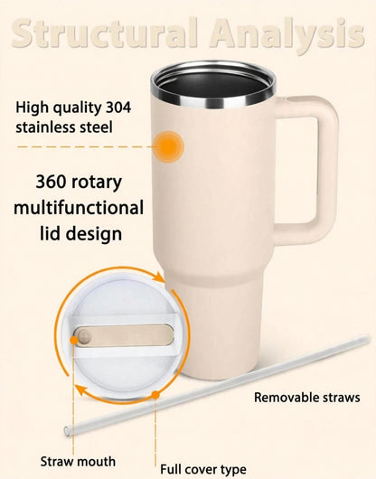 1200ML Stainless Steel Tumbler With Straw (Multicolour