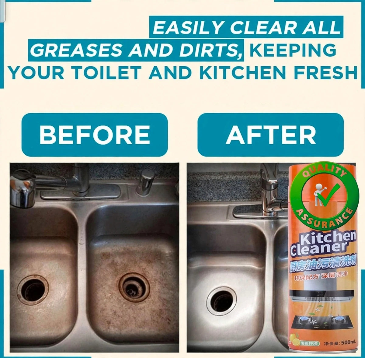 Kitchen Cleaner Oil & Grease Stain Remover Stove & Chimney Cleaner Spray
